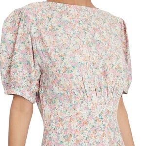 FAITHFULL THE BRAND BELINE DRESS VIONETTE FLORAL FAIRY WHIMSICAL 4 PUFF SLEEVES